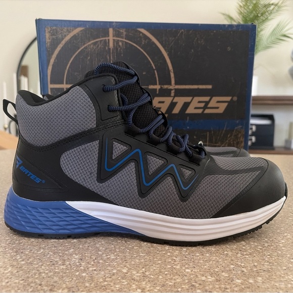 NIB Bates Rush Mid Composite Toe Non-Slip Work Boots Shoes Grey/Blue Men’s US 11 main image 4